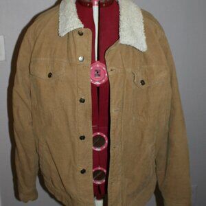 Men's Corduroy Hawk Jacket – Tan Faux Sherpa Lined – Size XL